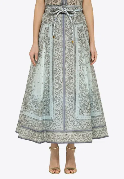 ZIMMERMANN PRINTED HIGH-WAISTED MIDI SKIRT
