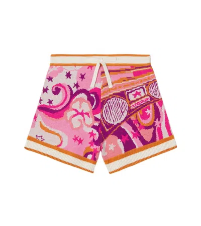 Zimmermann Kids' Printed Knitted Cotton Shorts In Pink