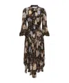 Zimmermann Eden Handkerchief Belted Floral-print Crepe De Chine Midi Dress In Black