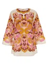 Zimmermann Printed Linen Acadian Blouse In Coraltanpaisley