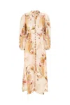 Zimmermann Ascension Plunge Printed Linen Dress In Multi
