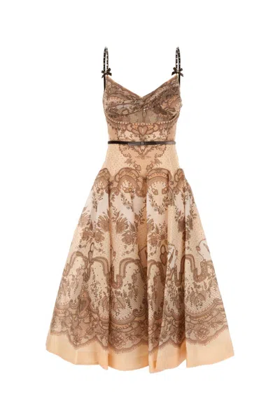 ZIMMERMANN PRINTED LINEN BLEND CRUSH DRESS