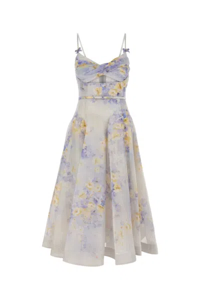 ZIMMERMANN PRINTED LINEN BLEND CRUSH DRESS