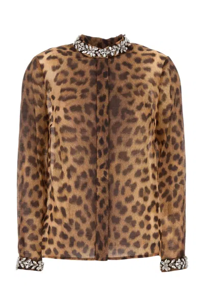 Zimmermann Crush Embellished Shirt In Leopard In Brown