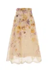Zimmermann Womens Pansy Floral Memento Embroidered Linen And Silk Midi Skirt Xs In Multi