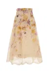 Zimmermann Womens Pansy Floral Memento Embroidered Linen And Silk Midi Skirt Xs In White