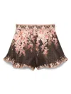 Zimmermann Printed Linen Blend Shorts In Black