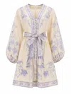 Zimmermann Printed Linen Button-front Mini Dress In Multicolour