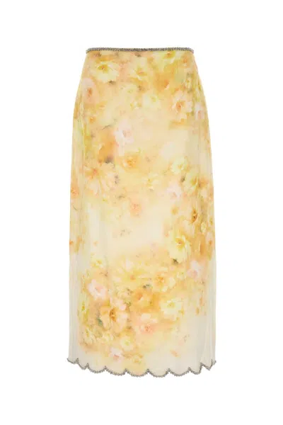 ZIMMERMANN PRINTED LINEN CRUSH SKIRT