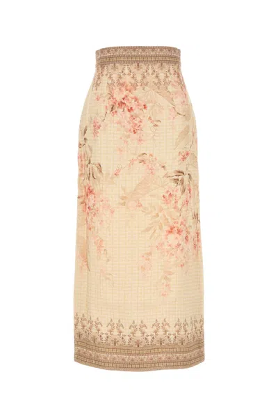 ZIMMERMANN PRINTED LINEN ILLUMINATE SKIRT