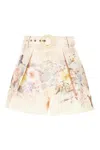 Zimmermann Printed Linen Illuminate Tuck Shorts