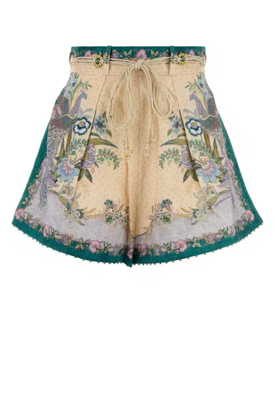 Zimmermann Printed Linen Indra Mini Shorts