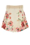 Zimmermann Crush Belted Floral-print Silk And Cotton-blend Twill Shorts