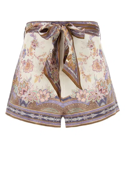 Zimmermann Printed Linen Luna Shorts