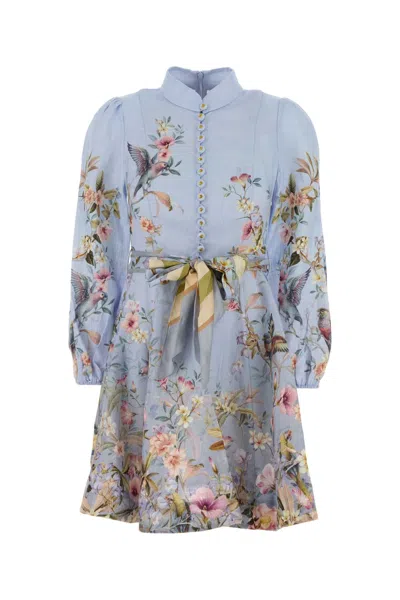 Zimmermann Printed Linen Mini Dress In Floral