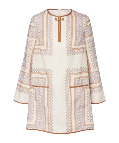 Zimmermann Printed Linen Minidress In Multi