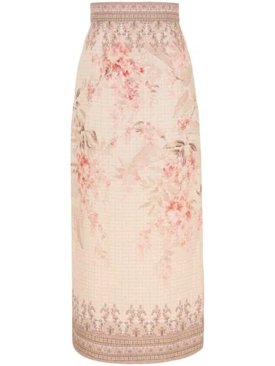 Zimmermann Printed Linen Pencil Skirt