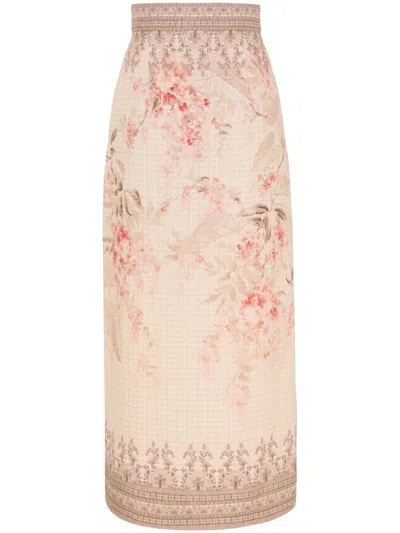 Zimmermann Illuminate Pencil Midi Skirt In Neutral