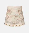 Zimmermann Rebellion Rope Trim Linen Shorts In Brown