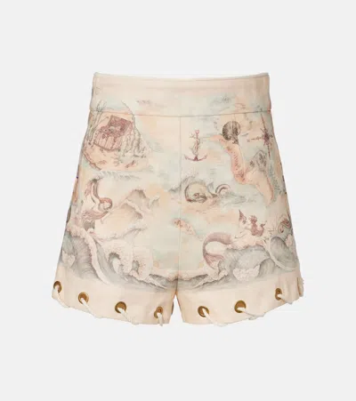 ZIMMERMANN PRINTED LINEN SHORTS
