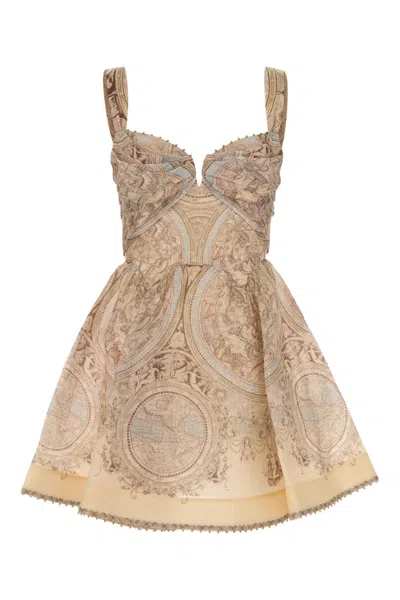 Zimmermann Printed Linen-blend Ascent Mini Dress In Multi