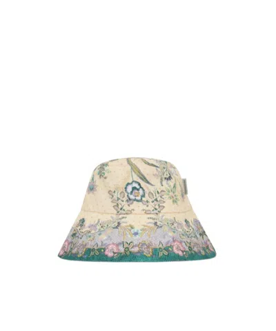 Zimmermann Printed Long Brim Bucket Hat In Multi