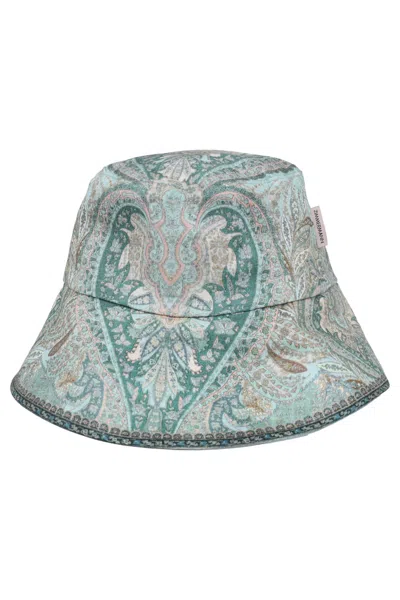 Zimmermann Printed Long Brim Hat Bucket Hat In Green