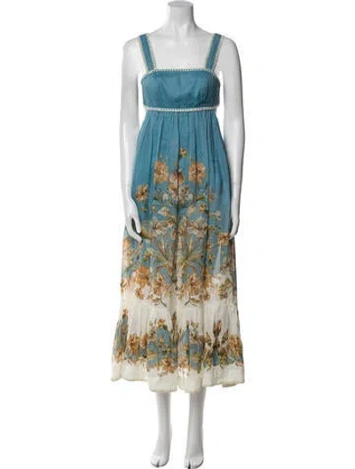 Pre-owned Zimmermann Printed Long Dress In Blue