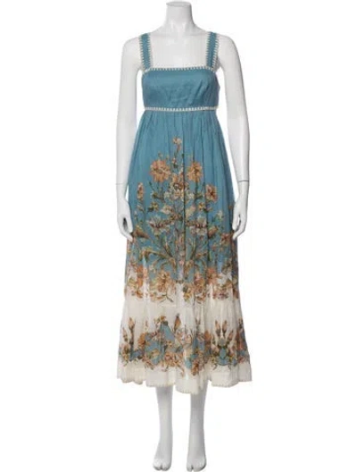 Pre-owned Zimmermann Printed Long Dress In Blue
