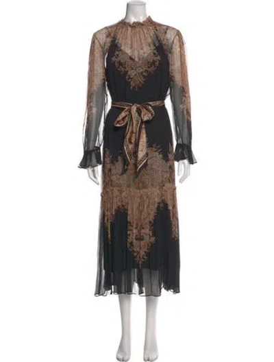 Pre-owned Zimmermann Printed Long Dress In Blue