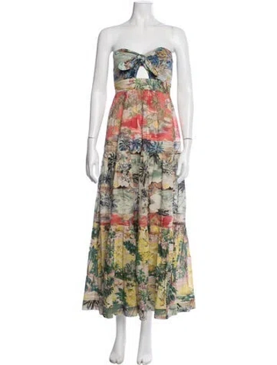 Pre-owned Zimmermann Printed Long Dress In Blue/green/neutrals