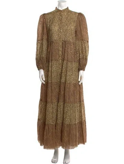 Pre-owned Zimmermann Printed Long Dress In Brown