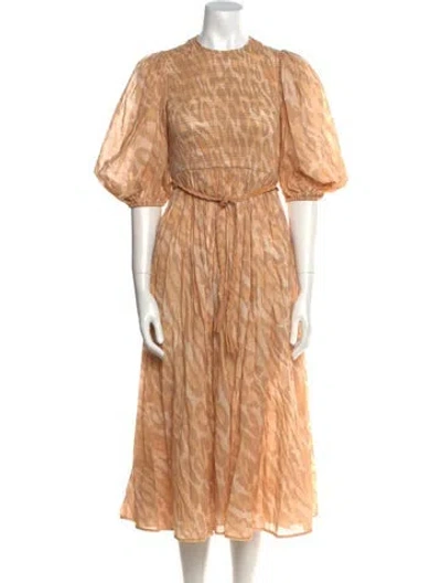 Pre-owned Zimmermann Printed Long Dress In Brown