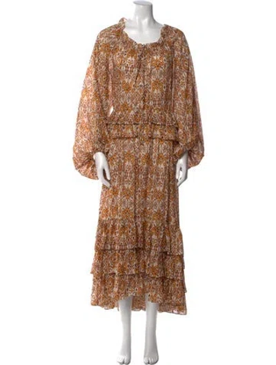 Pre-owned Zimmermann Printed Long Dress In Neutral