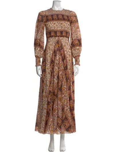 Pre-owned Zimmermann Printed Long Dress In Neutral