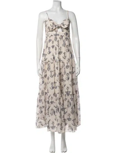 Pre-owned Zimmermann Printed Long Dress In Neutral