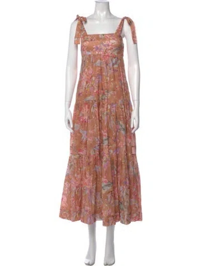 Pre-owned Zimmermann Printed Long Dress In Orange