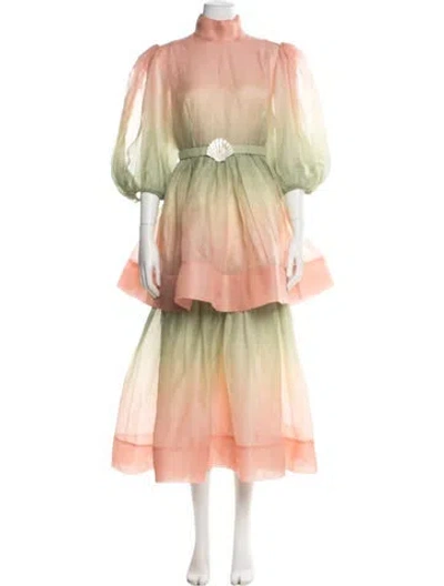 Pre-owned Zimmermann Printed Long Dress In Pink
