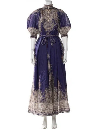 Pre-owned Zimmermann Printed Long Dress In Purple