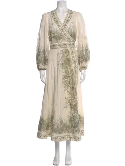 Pre-owned Zimmermann Printed Long Dress W/ Tags In Green