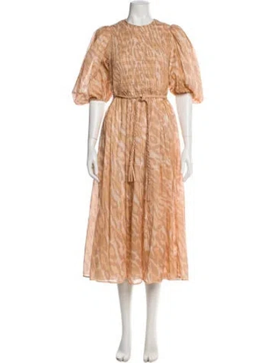 Pre-owned Zimmermann Printed Long Dress W/ Tags In Pink