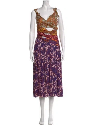Pre-owned Zimmermann Printed Long Dress W/ Tags In Purple