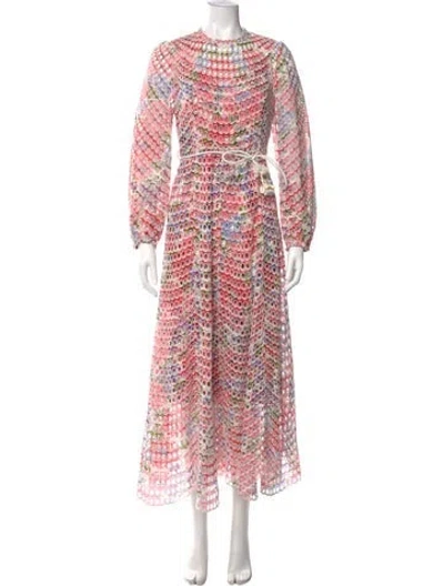 Pre-owned Zimmermann Printed Long Dress W/ Tags In Red