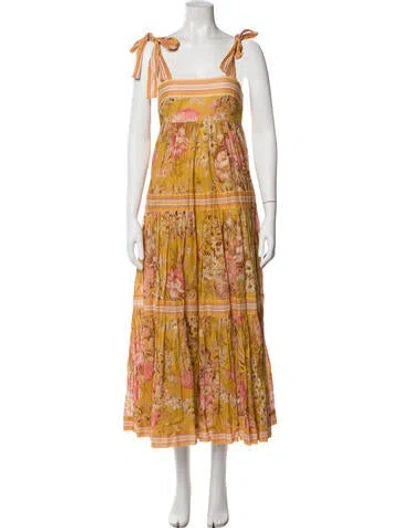Pre-owned Zimmermann Printed Long Dress In Yellow