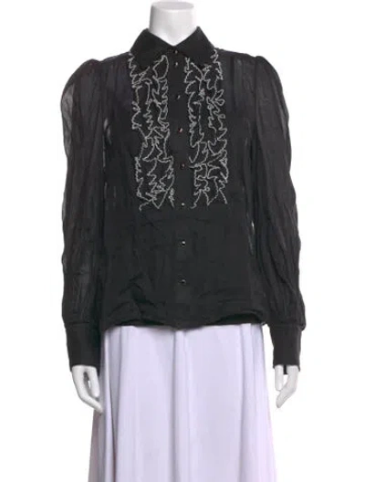 Pre-owned Zimmermann Printed Long Sleeve Blouse In Black