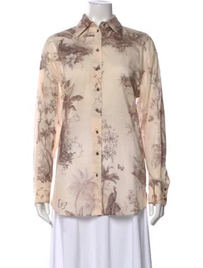 Pre-owned Zimmermann Printed Long Sleeve Blouse In Neutral