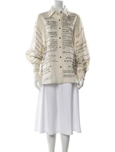 Pre-owned Zimmermann Printed Long Sleeve Blouse In Neutral