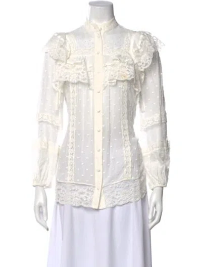 Pre-owned Zimmermann Printed Long Sleeve Blouse In Neutral