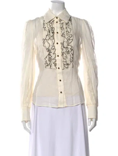 Pre-owned Zimmermann Printed Long Sleeve Blouse In Neutral