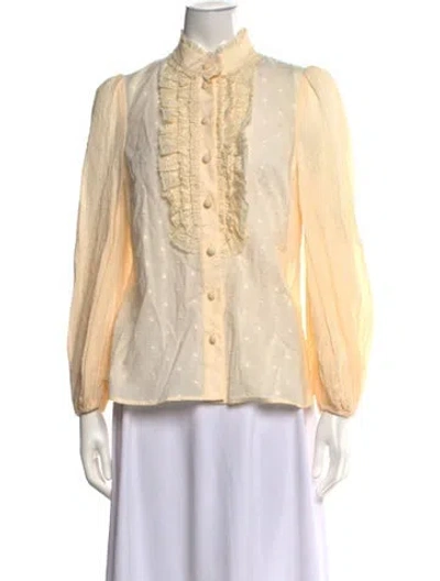 Pre-owned Zimmermann Printed Long Sleeve Blouse W/ Tags In Neutrals